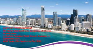 Photo of Gold Coast main beach with high rise apartments and hills in the far background